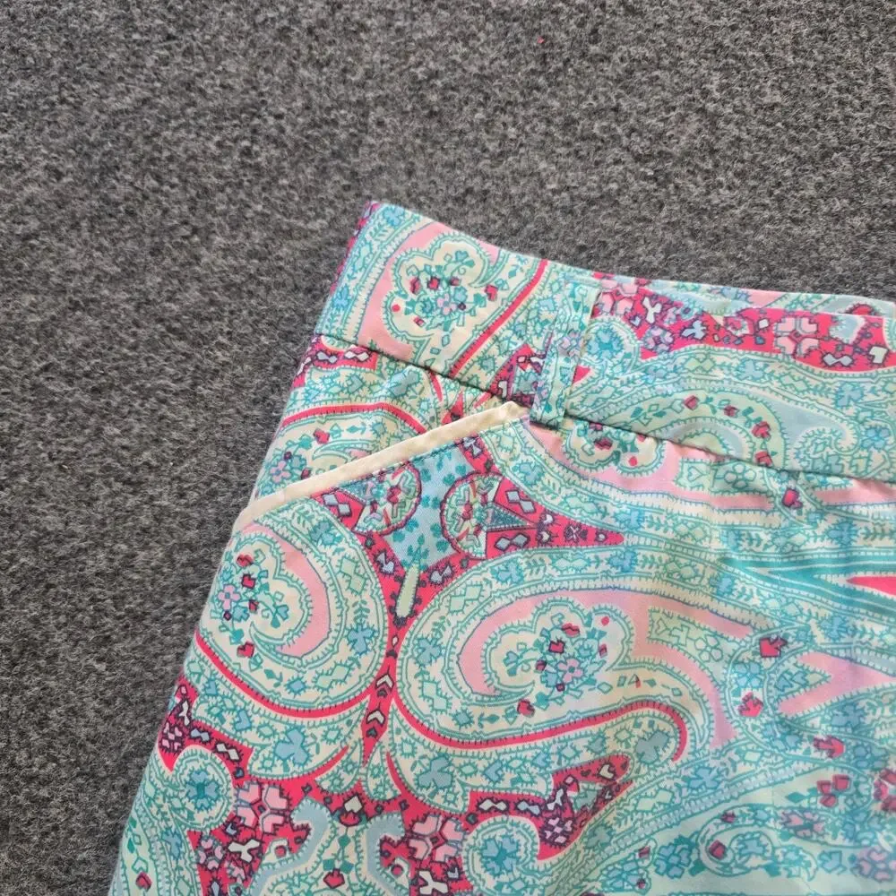 Peter Millar Shorts Womens Size 4 Green Pink Paisley 11 Inch Golf Bermuda Casual